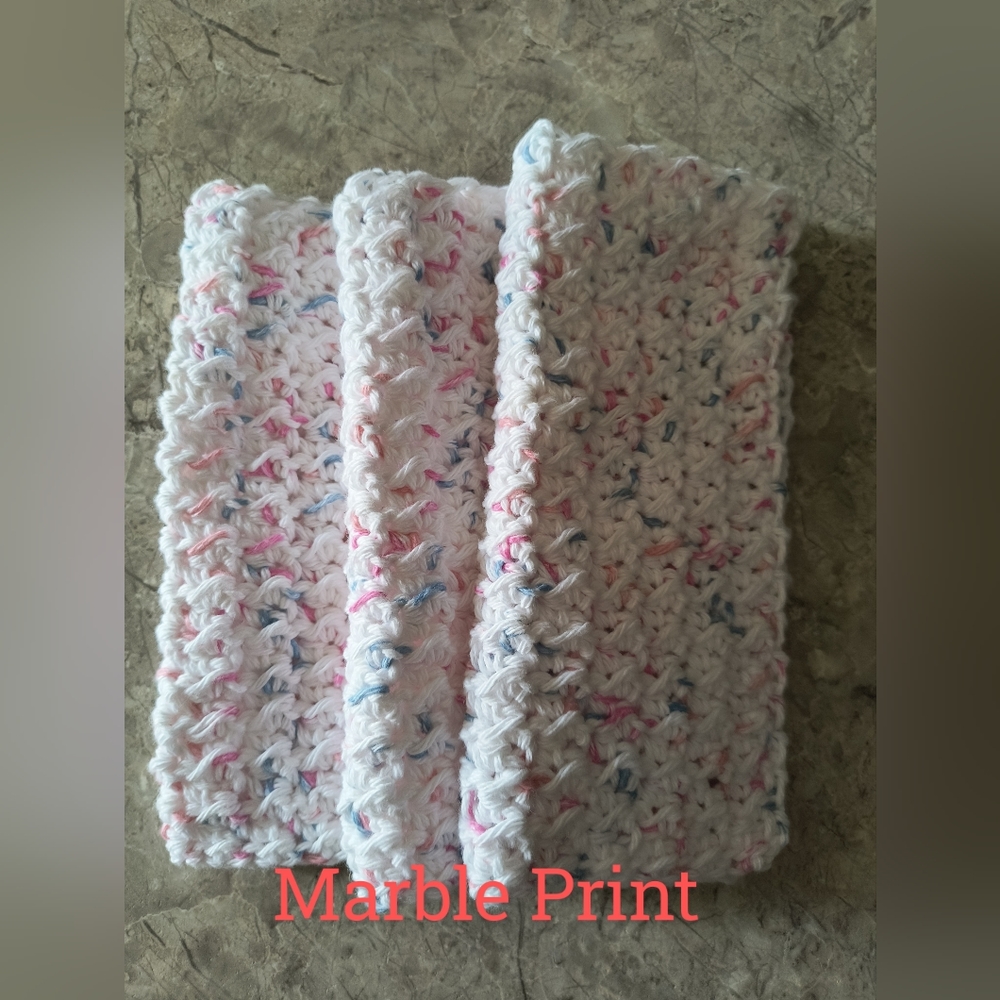 Dish Cloths, Set of 3, 100% Cotton, Hand Crocheted